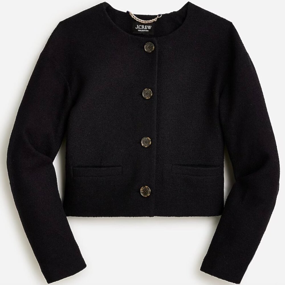 J.CREW Collection lady bomber jacket in cotton-blend bouclé, size 4